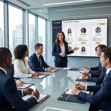 Recruiter presenting compliance officer candidates