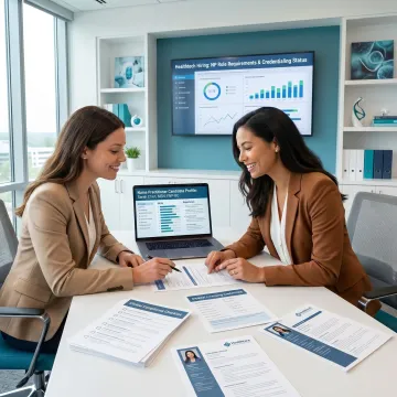 Healthtech recruiter discussing nurse practitioner hiring needs