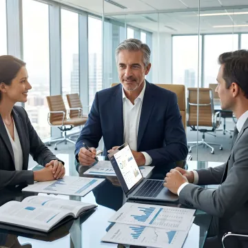 Interim finance director meeting with financial services leadership team