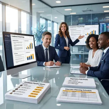 Fintech compliance recruiter discussing hiring strategy
