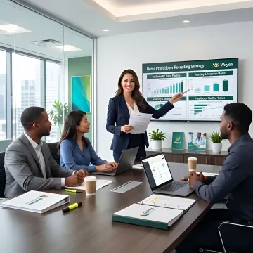 Healthtech recruiter discussing nurse practitioner hiring strategy