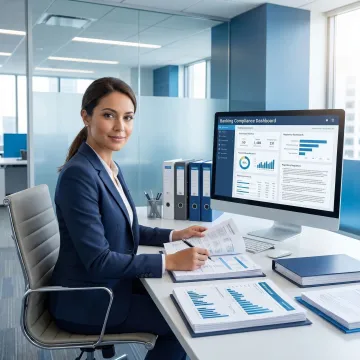 Regulatory reporting accountant reviewing financial filings