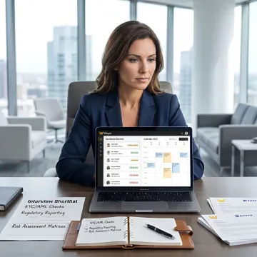 Recruiter coordinating compliance hiring process