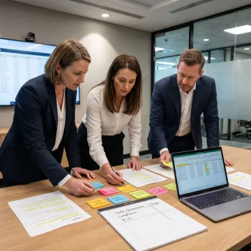 Recruiting team discussing data governance hiring process