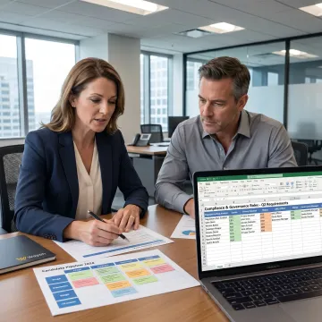 Recruitment team coordinating financial services candidate search