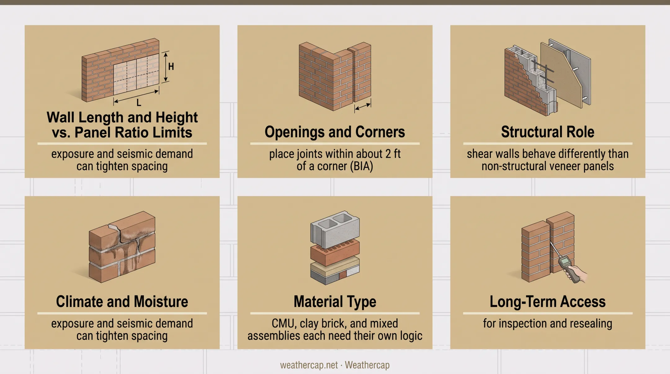 Factors affecting masonry joint spacing and placement decisions