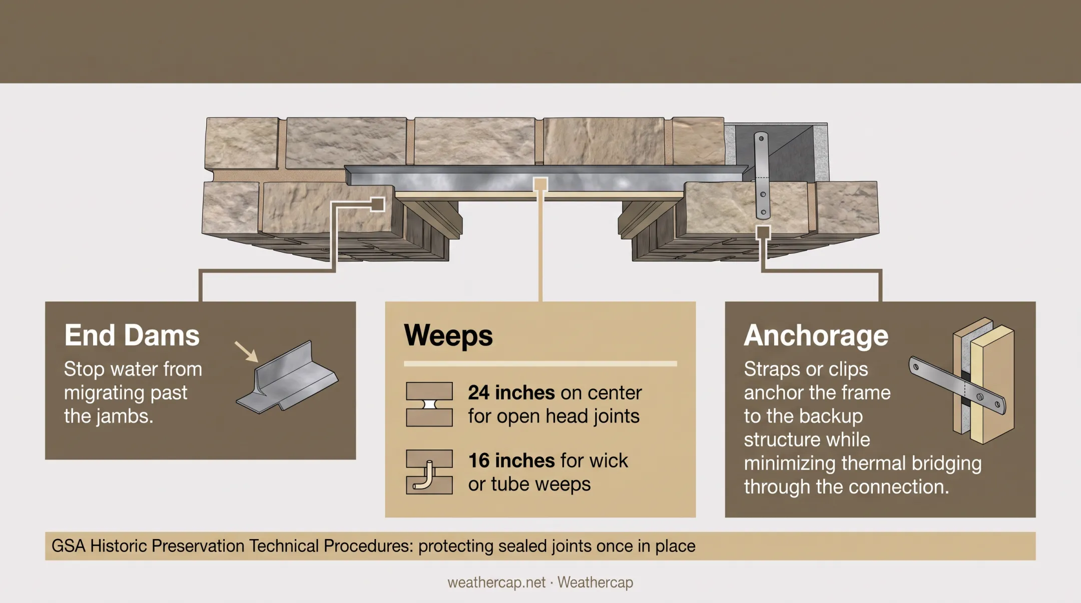 Brick wall window head jamb sill flashing detail diagram