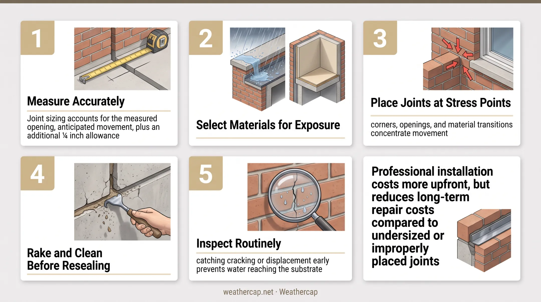 Five-step best practices checklist for installing masonry movement joints