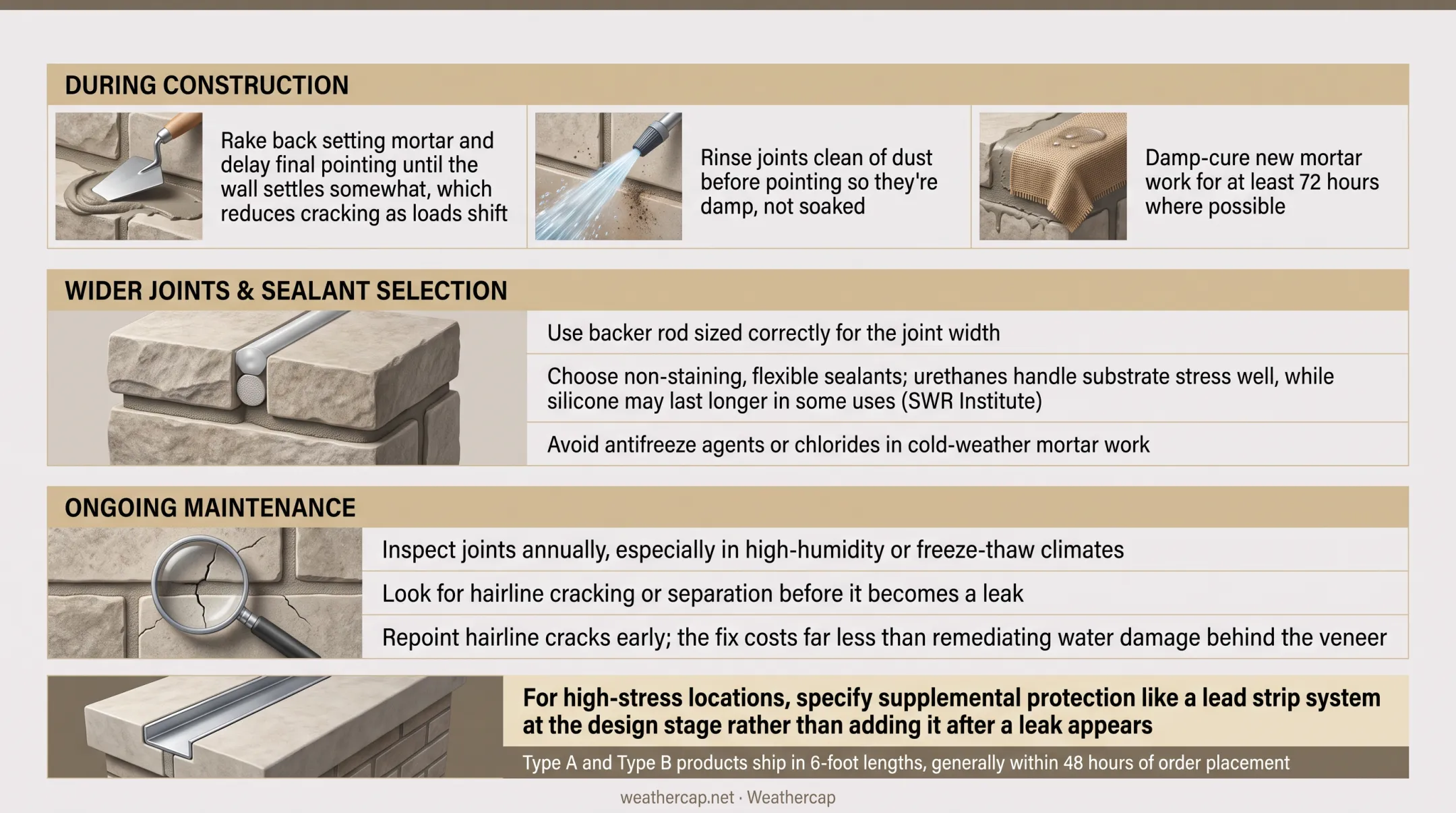 Stone veneer joint maintenance checklist construction curing and inspection best practices
