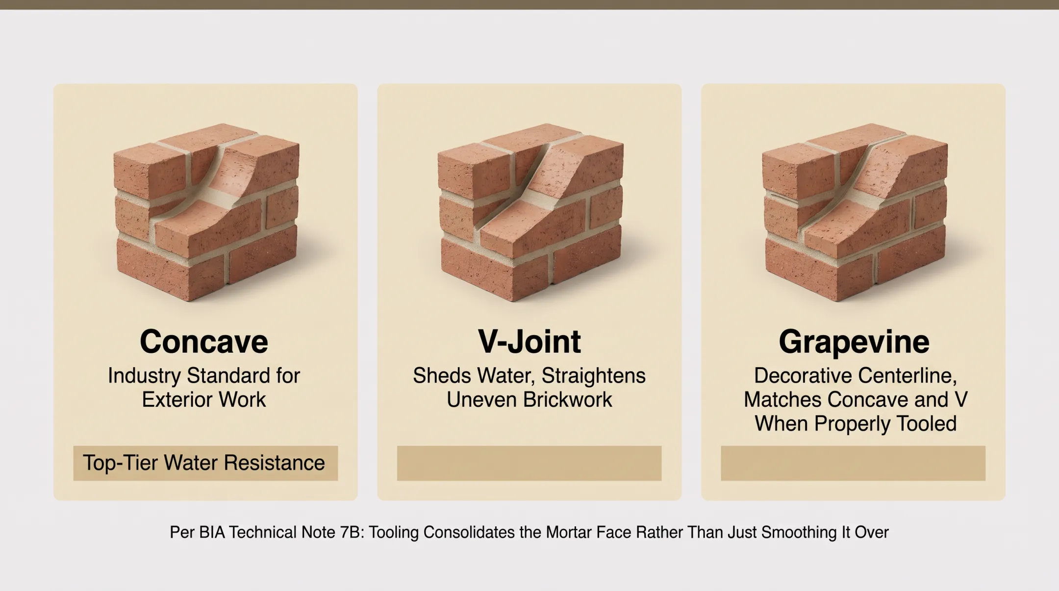 Comparison of masonry joint profiles and their water resistance ratings