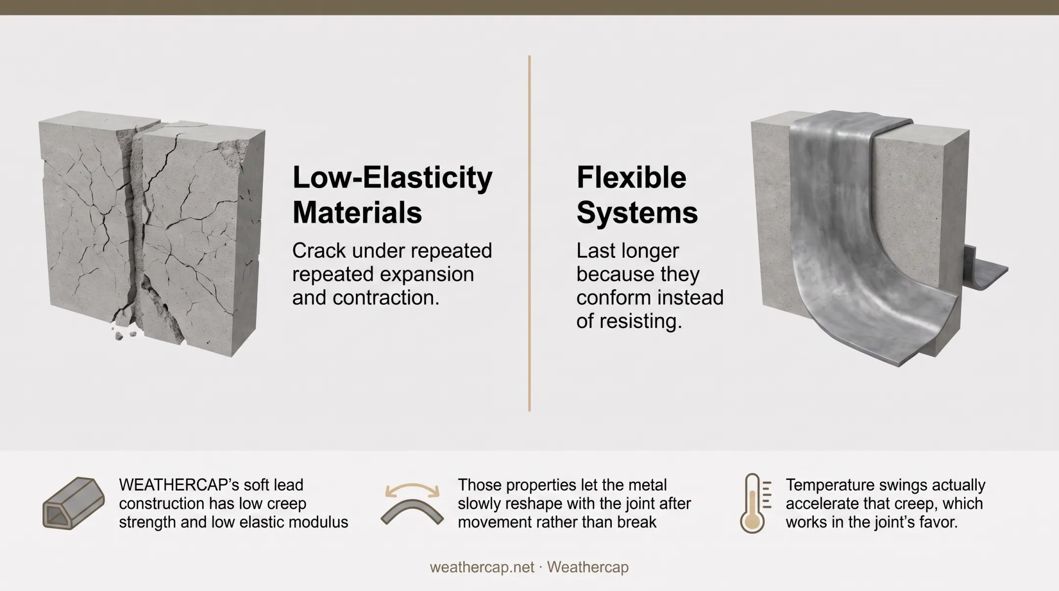 Comparison of rigid sealant versus WEATHERCAP flexible joint protection under movement