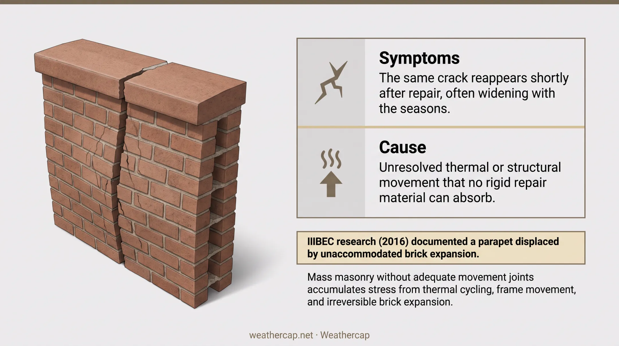 Four common causes of leaking parapet coping stone joints