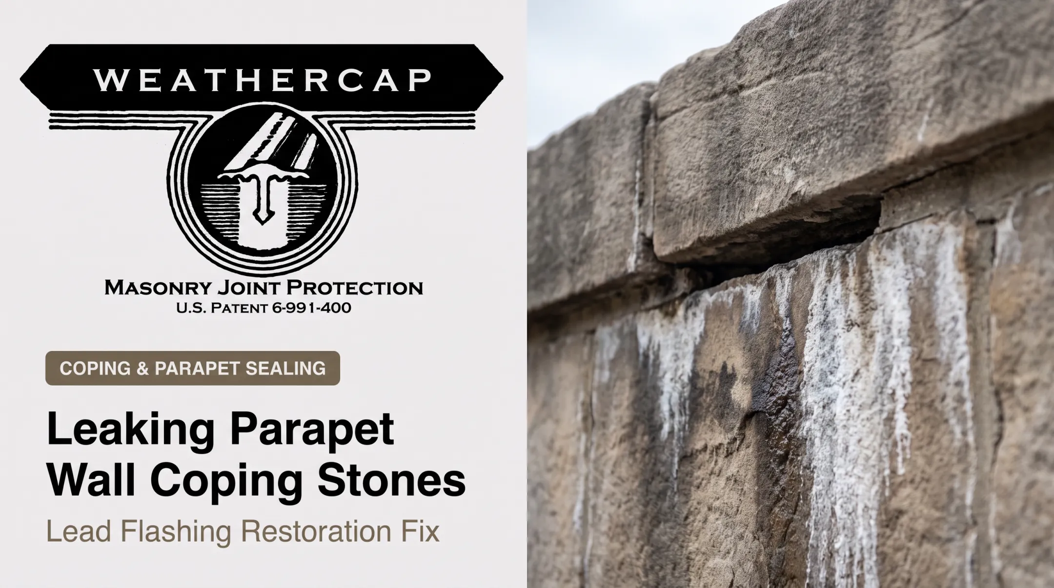 Leaking Parapet Wall Coping Stones