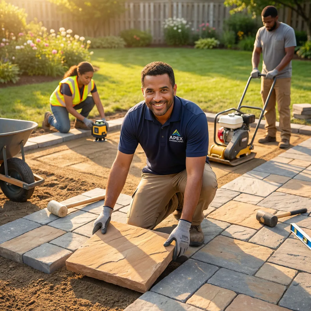 Professional stone patio installation process in Georgia