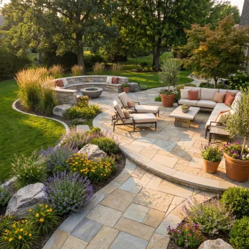 Custom stone patio and outdoor living space in Marietta, GA