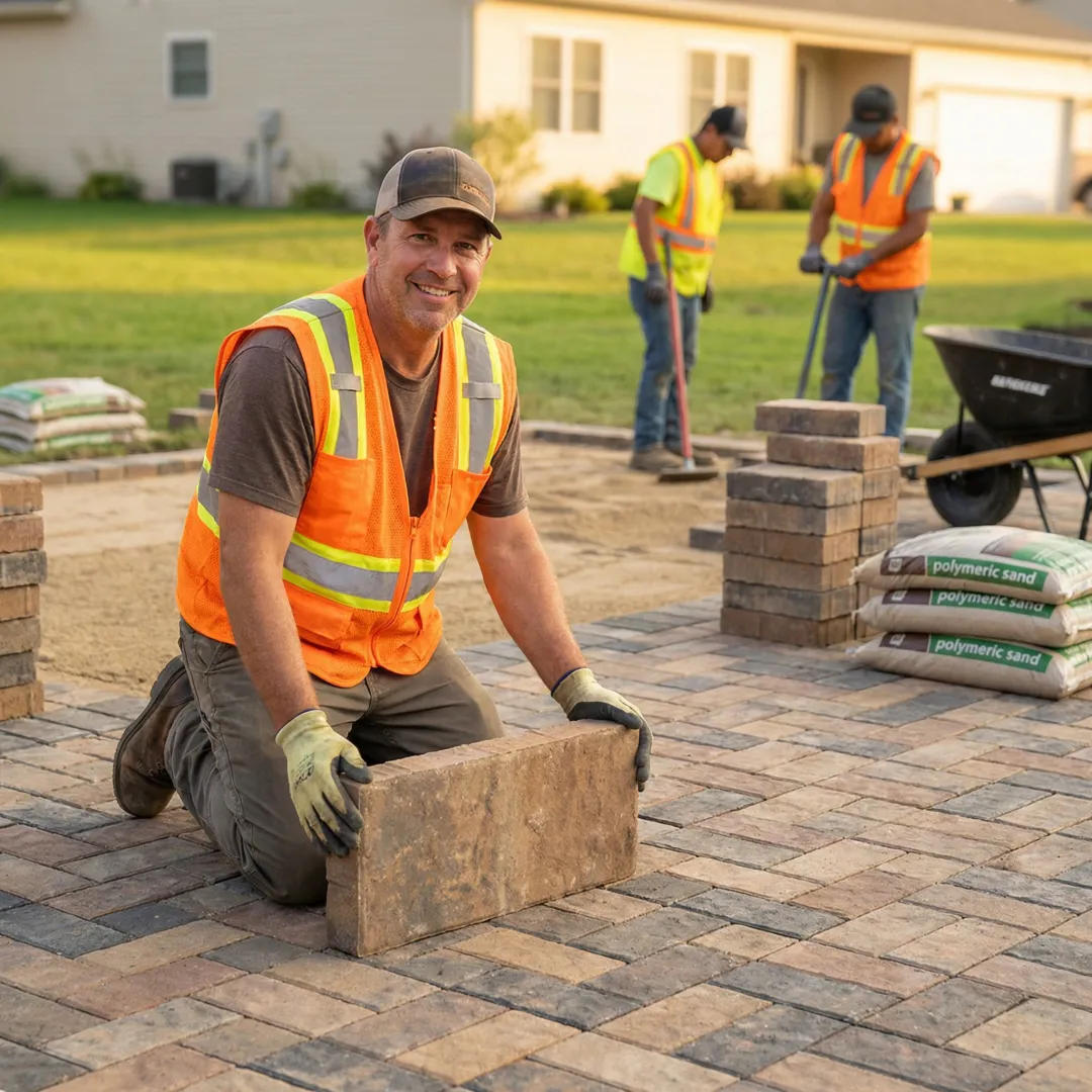 Professional stone patio installation process
