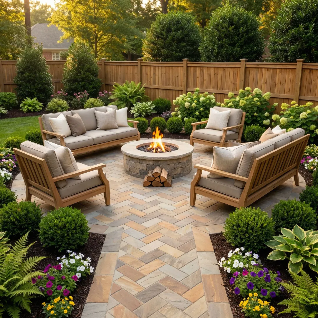 Beautiful stone patio installation in Marietta Georgia backyard
