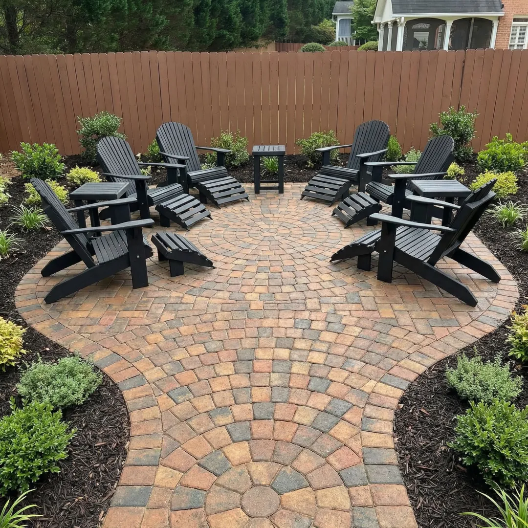 Elegant cobblestone paver patio installation in East Cobb residential backyard