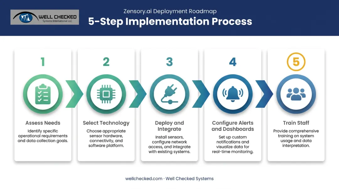 5-step remote equipment monitoring implementation process flow diagram
