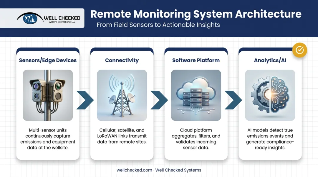 Four core components of remote equipment monitoring system architecture diagram