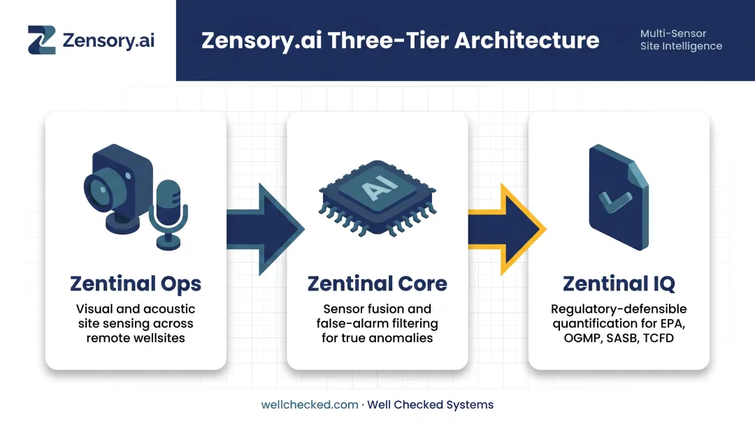 Three-tier autonomous wellsite monitoring architecture from detection to reporting