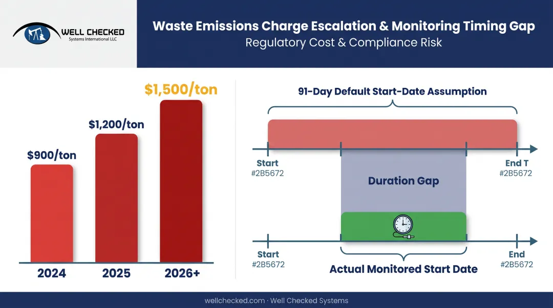 WEC methane fee schedule and 91-day default duration assumption chart