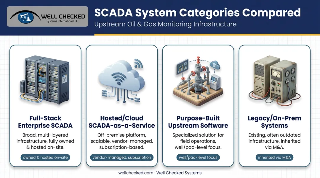 Four types of oil and gas SCADA systems comparison chart