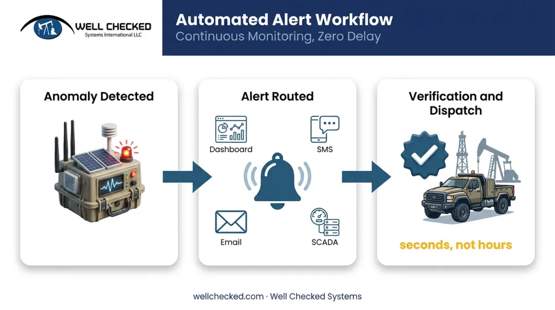 Three-step anomaly detection to dispatch workflow for wellsite monitoring