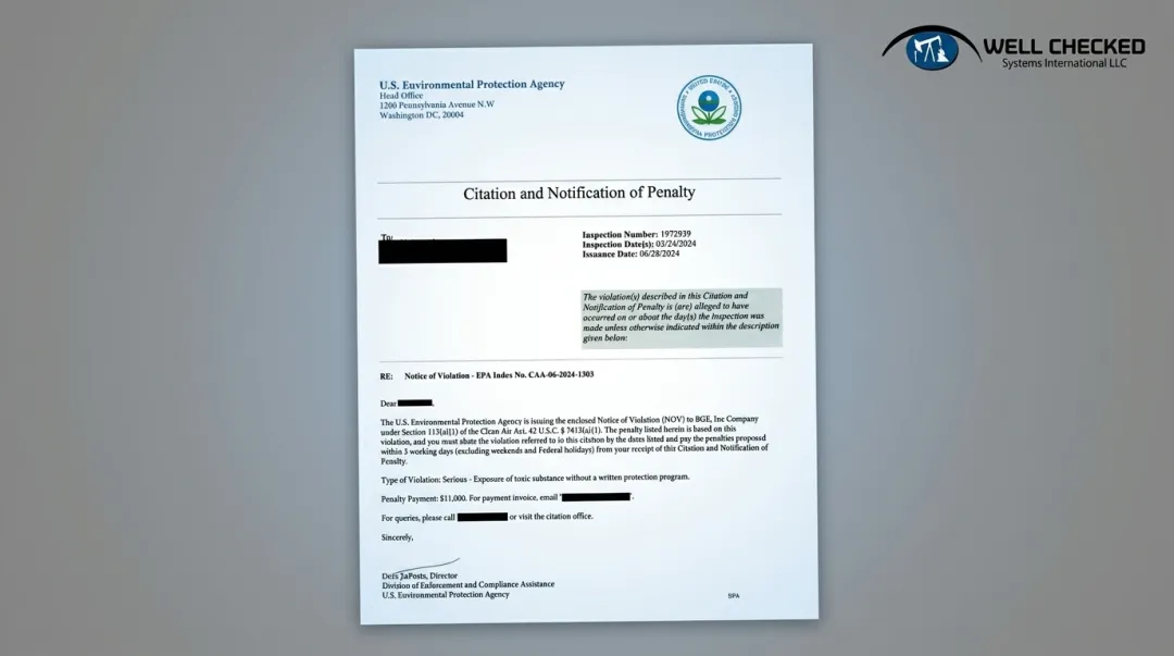 EPA Clean Air Act enforcement action penalty document and regulatory compliance filing