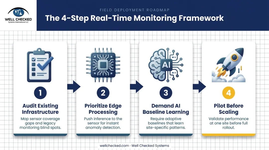 Four-step deployment plan for real-time oil and gas monitoring