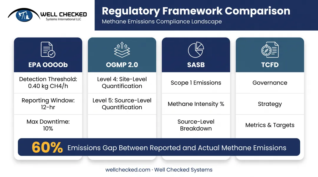 EPA methane rule OGMP 2.0 SASB TCFD compliance requirements comparison