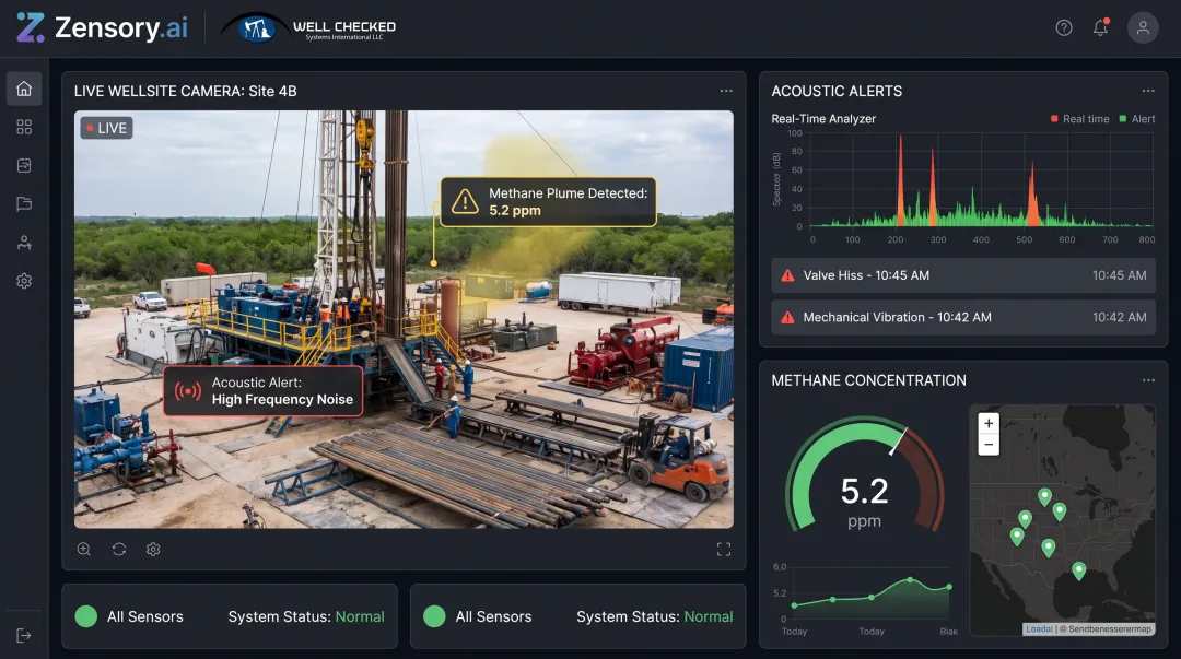 Zensory.ai wellsite monitoring platform sensor fusion dashboard interface