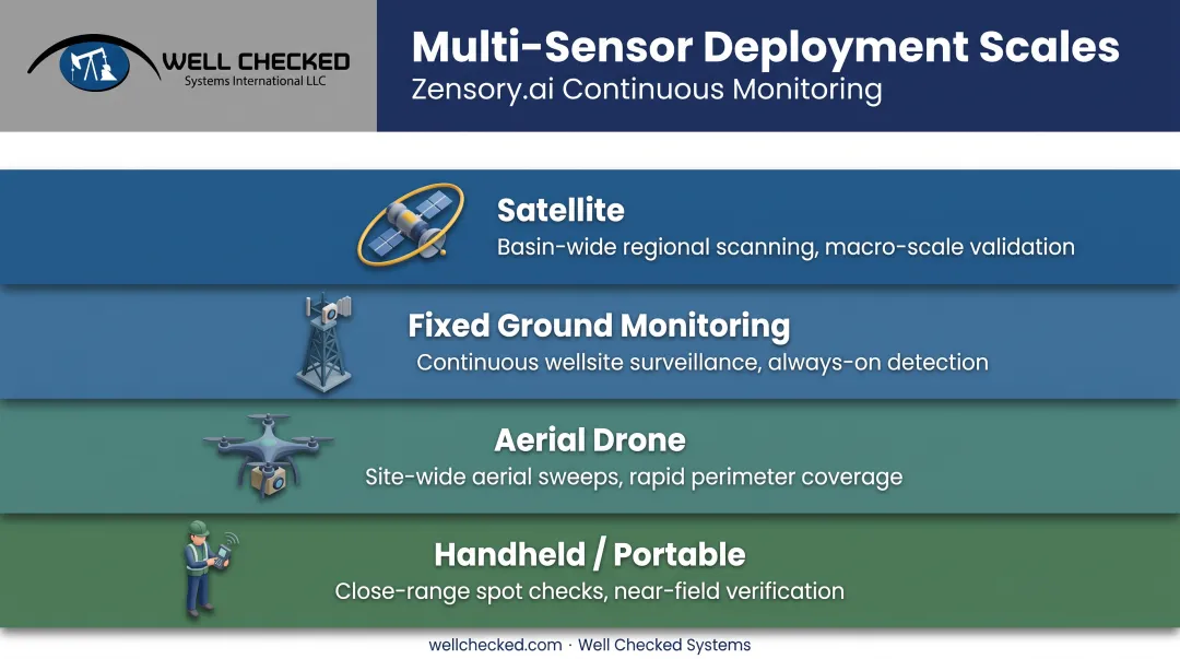 Four methane detection deployment methods from handheld to satellite monitoring