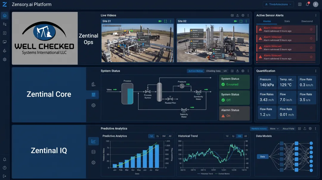 Zensory.ai three-tier monitoring platform dashboard showing sensor detection tiers