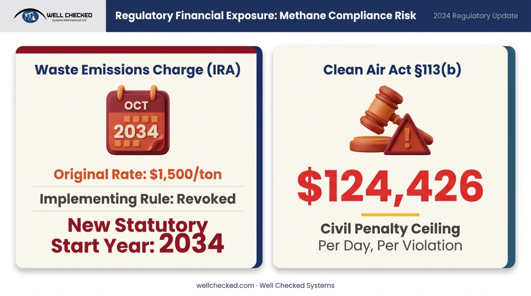 Financial penalties comparison for methane and Clean Air Act violations