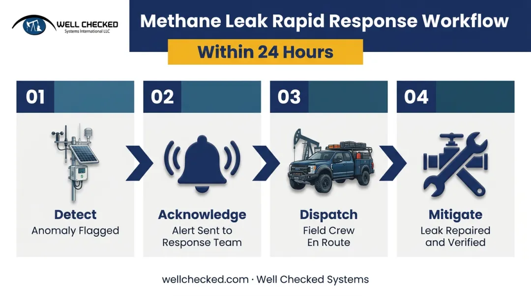 24-hour leak response workflow from detection to mitigation process