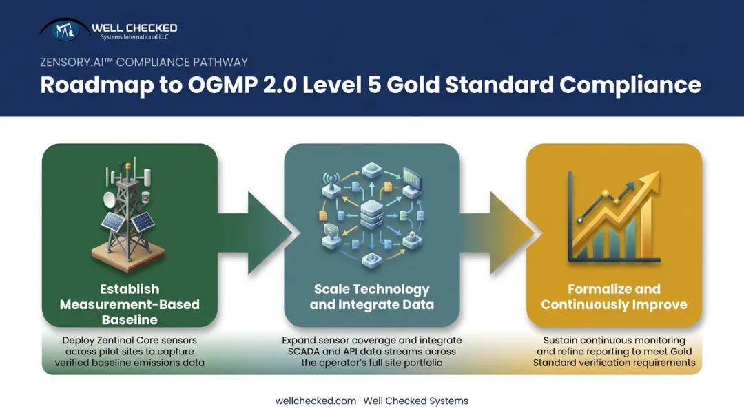 Three-phase roadmap to achieving OGMP 2.0 Level 5 methane compliance