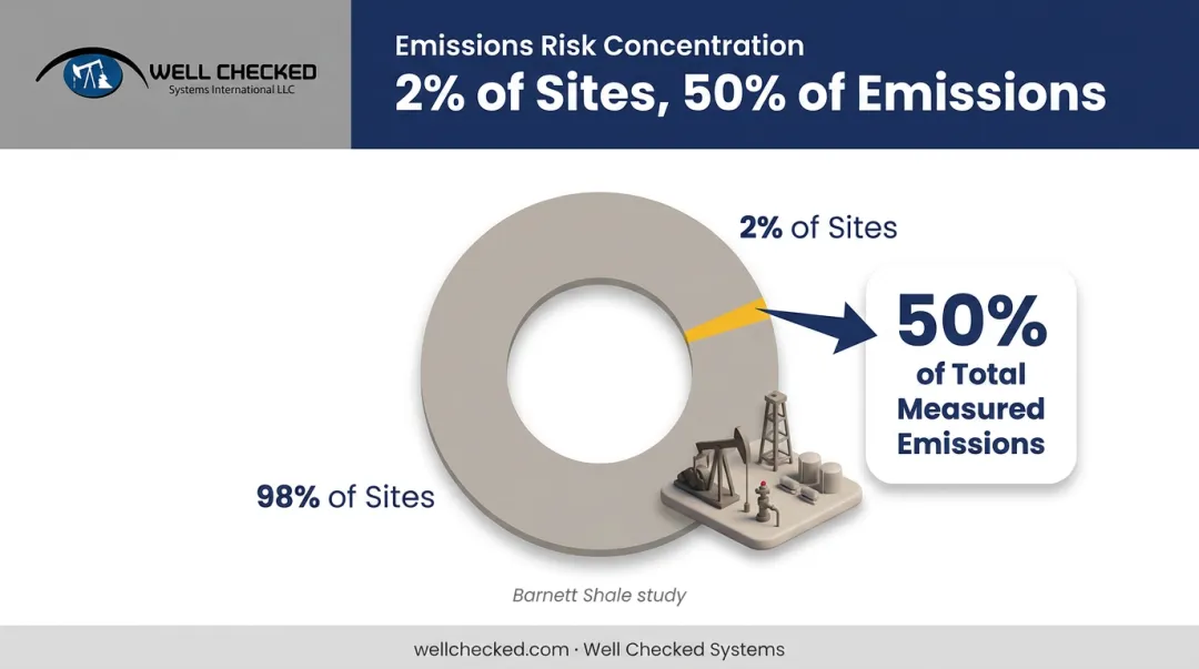Barnett Shale study showing top 2 percent sites driving 50 percent methane emissions