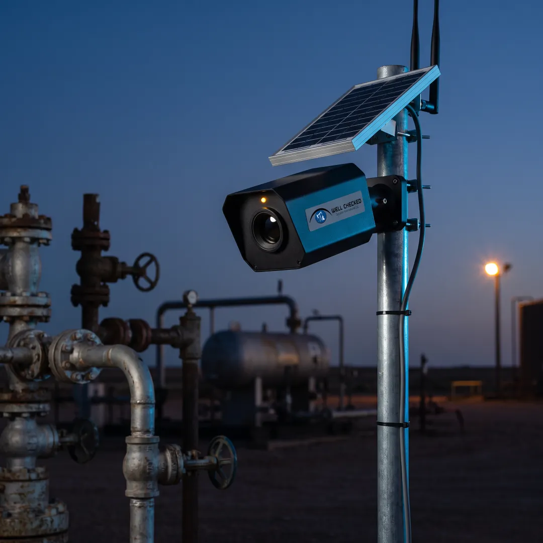 Infrared camera monitoring oil and gas equipment