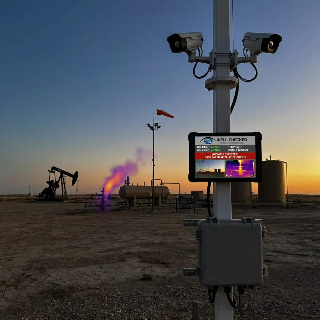 Remote wellsite with methane detection sensors