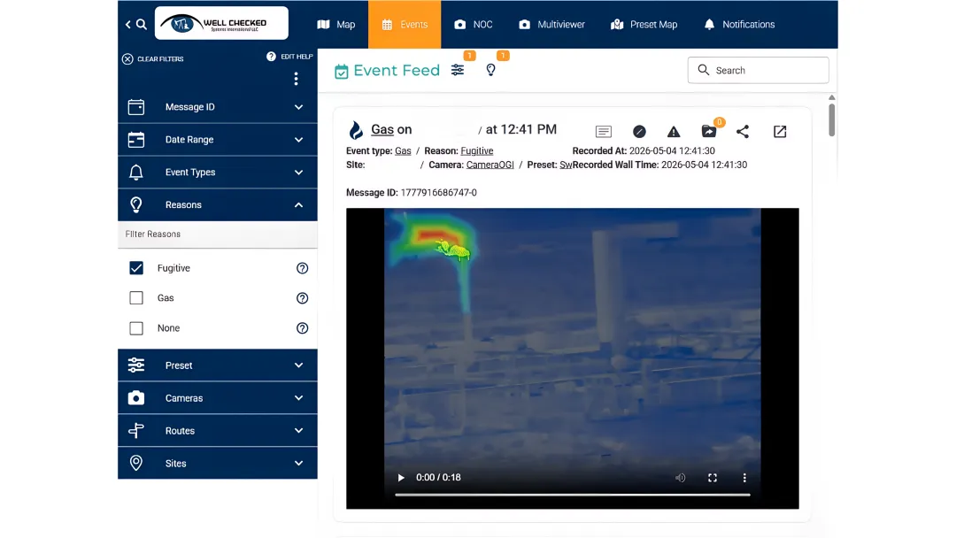 Zensory.ai platform dashboard monitoring remote oil and gas wellsite equipment
