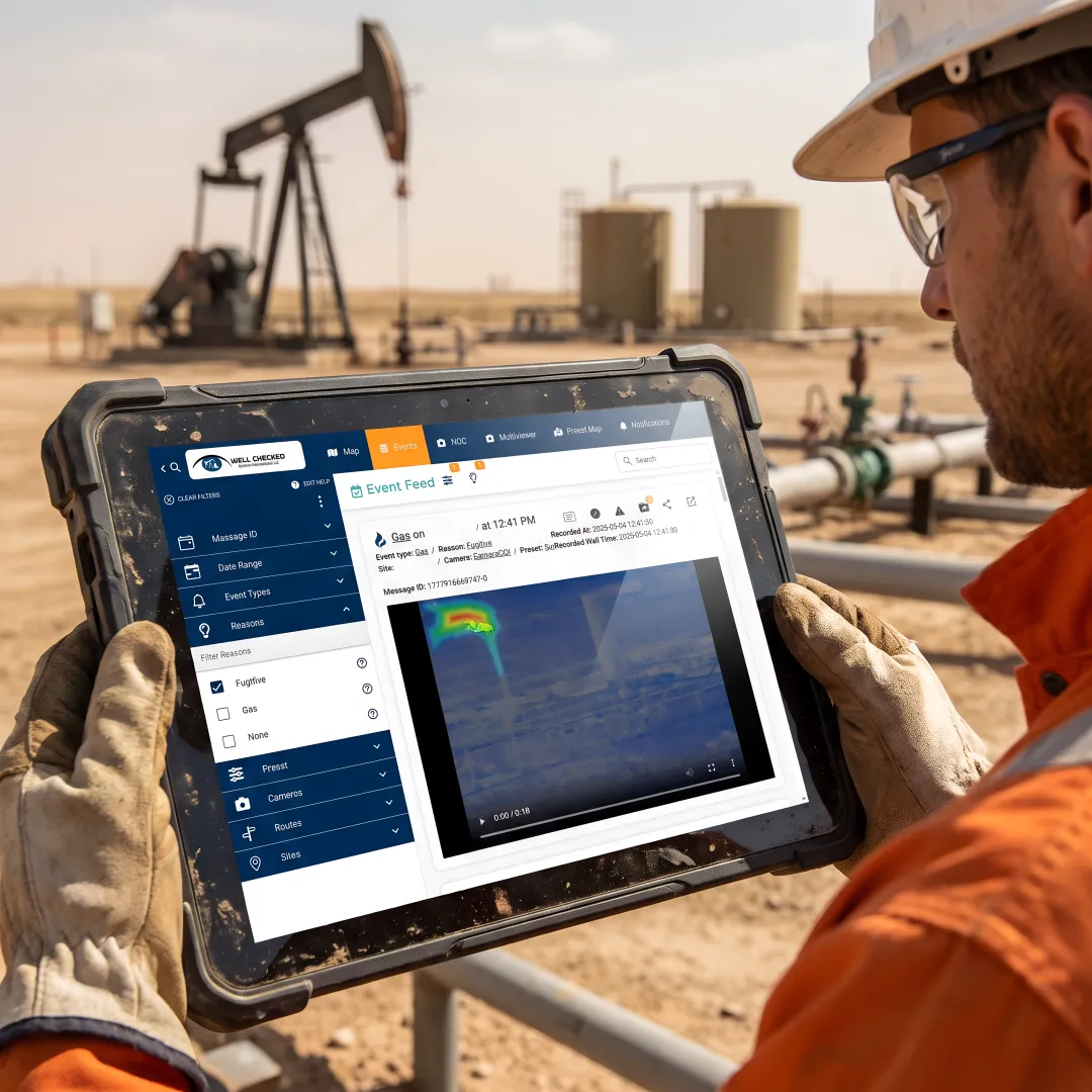 Remote gas well monitoring system at an oilfield site