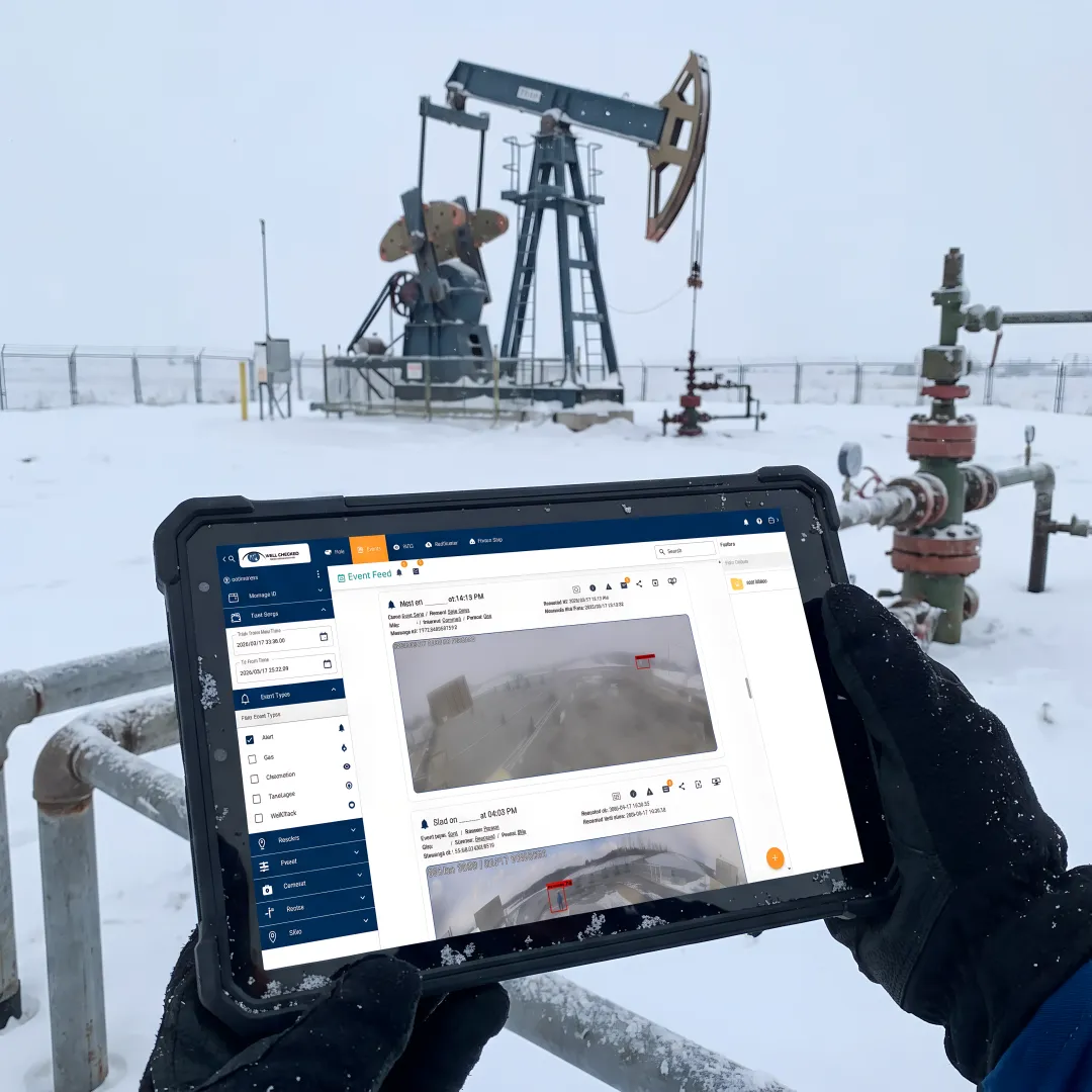 Remote oil and gas wellsite under video surveillance