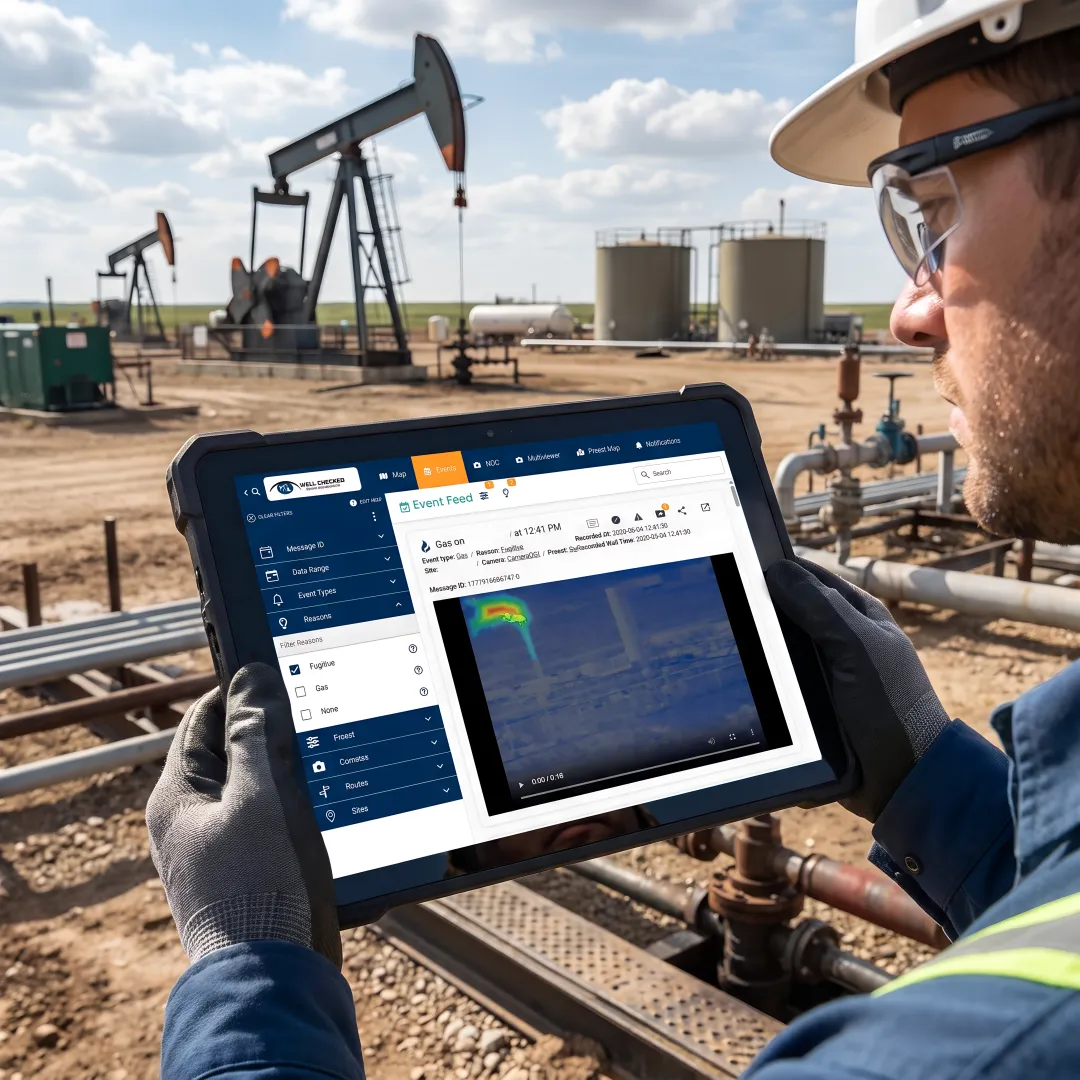 Technician configuring remote wellsite monitoring system
