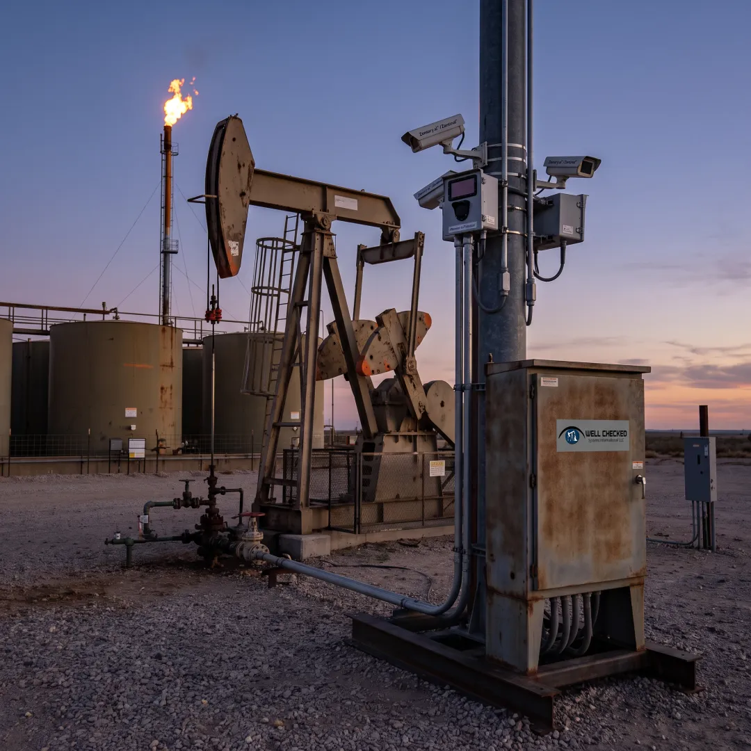 Remote oil and gas flare monitored by AI cameras
