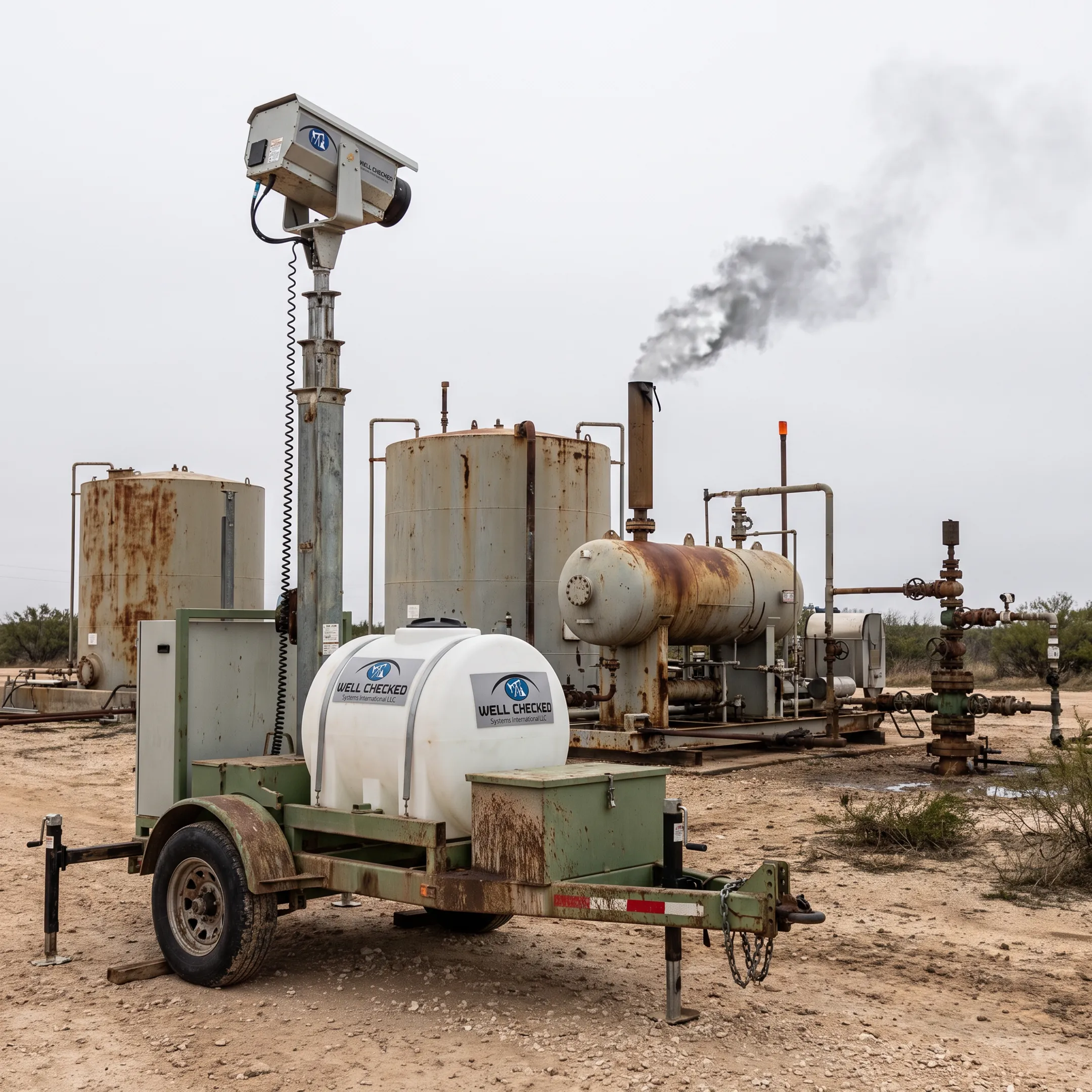 Infrared camera monitoring equipment at an oil and gas site