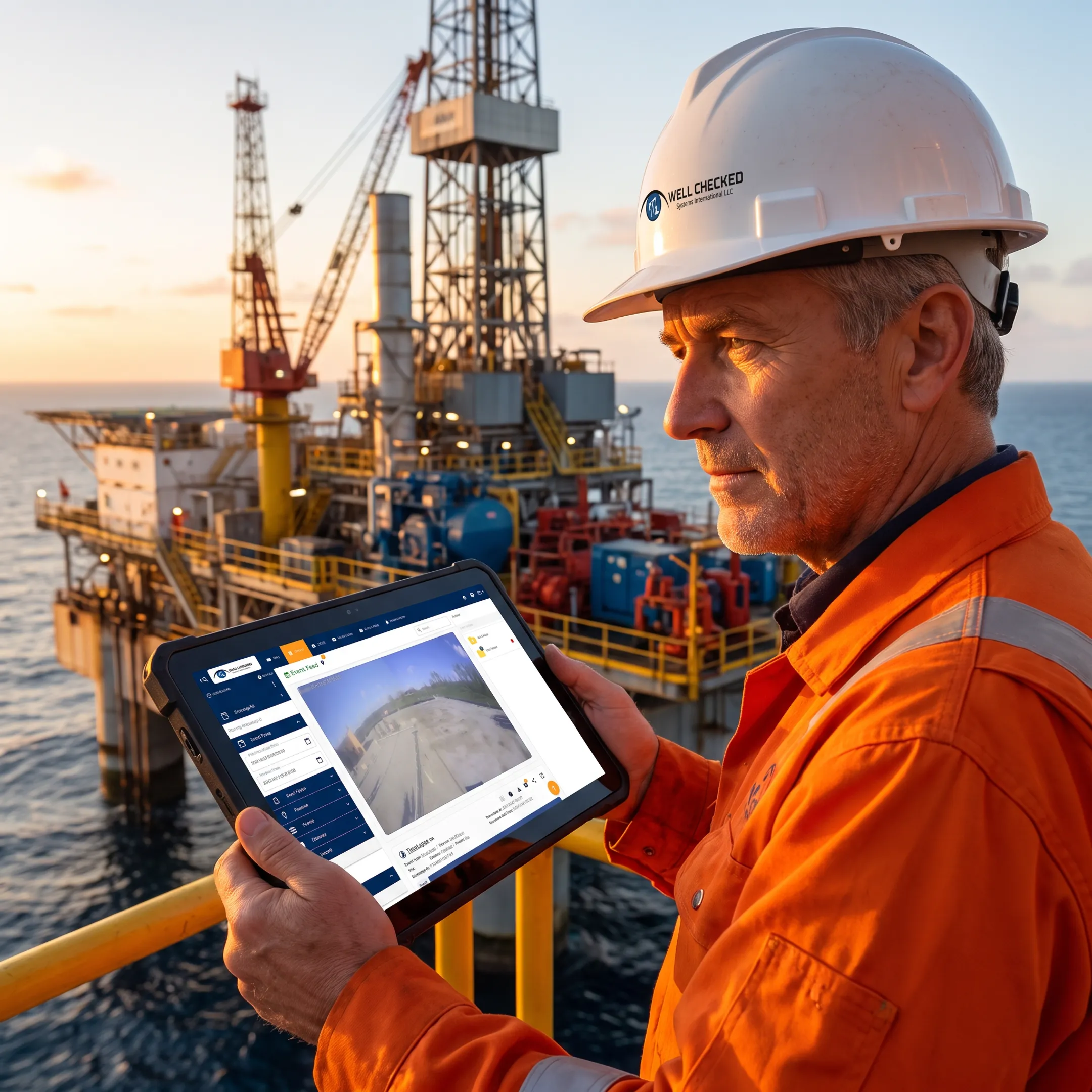 Technician reviewing remote methane monitoring data