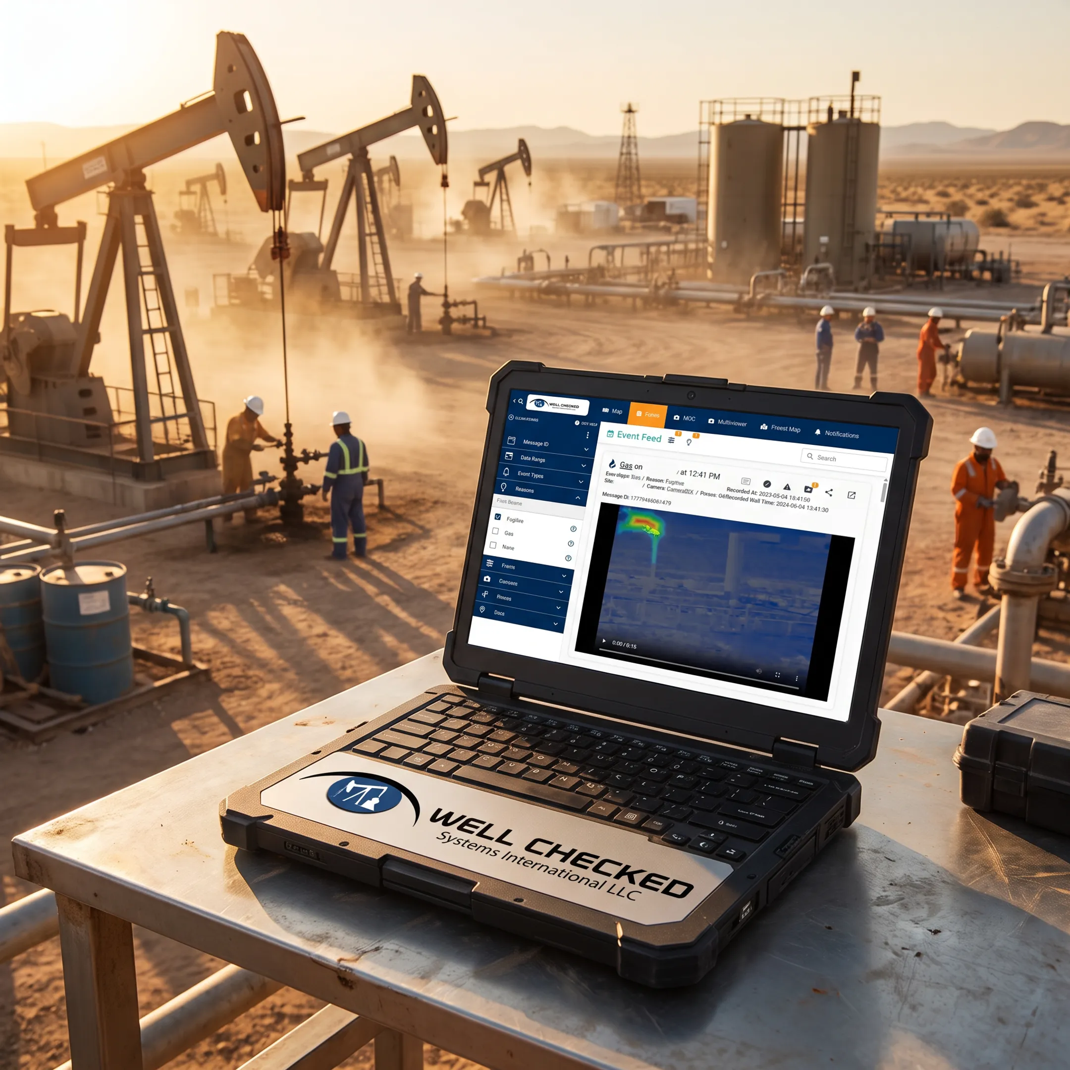 Remote oil and gas wellsite monitored with AI sensors