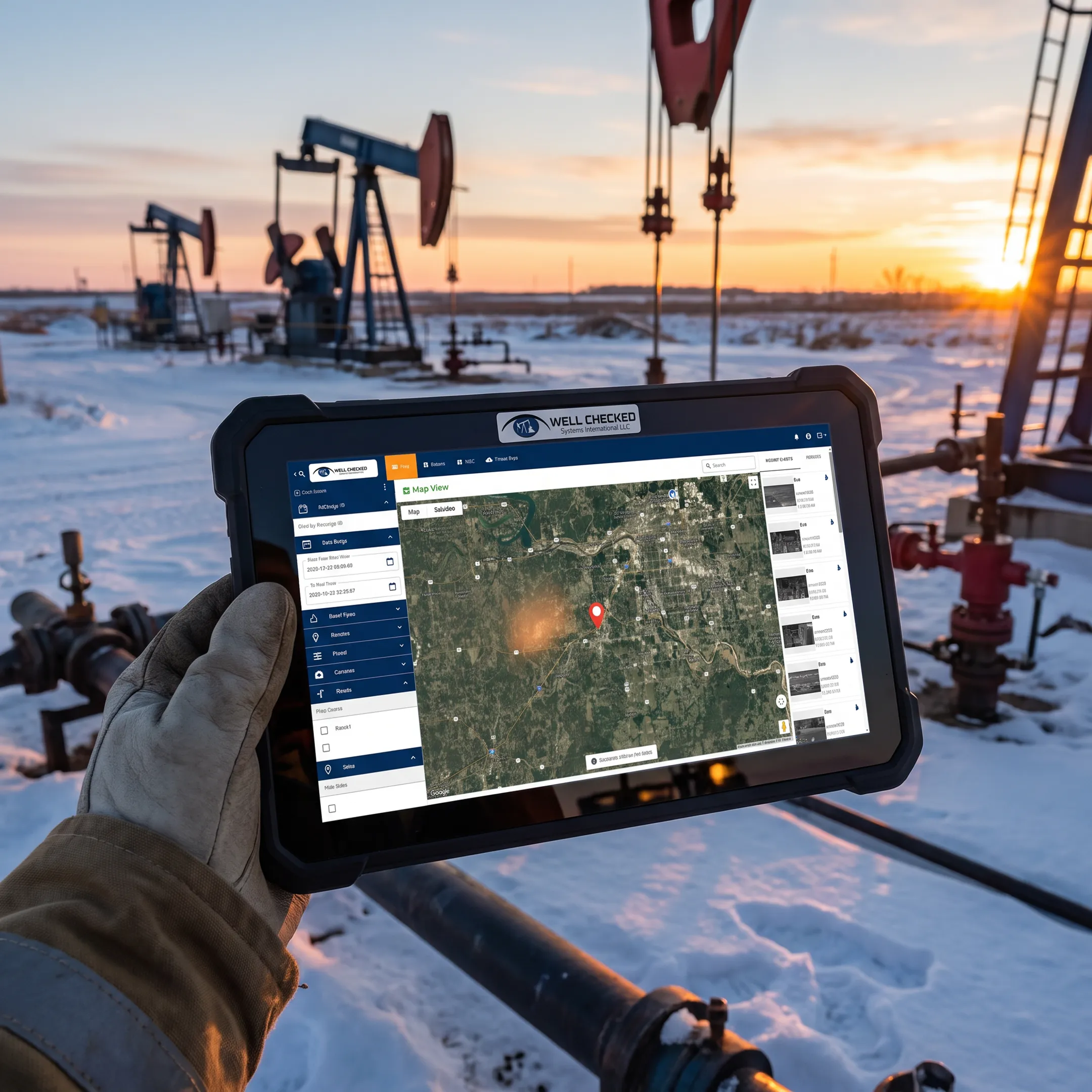 Technician configuring remote emissions monitoring equipment