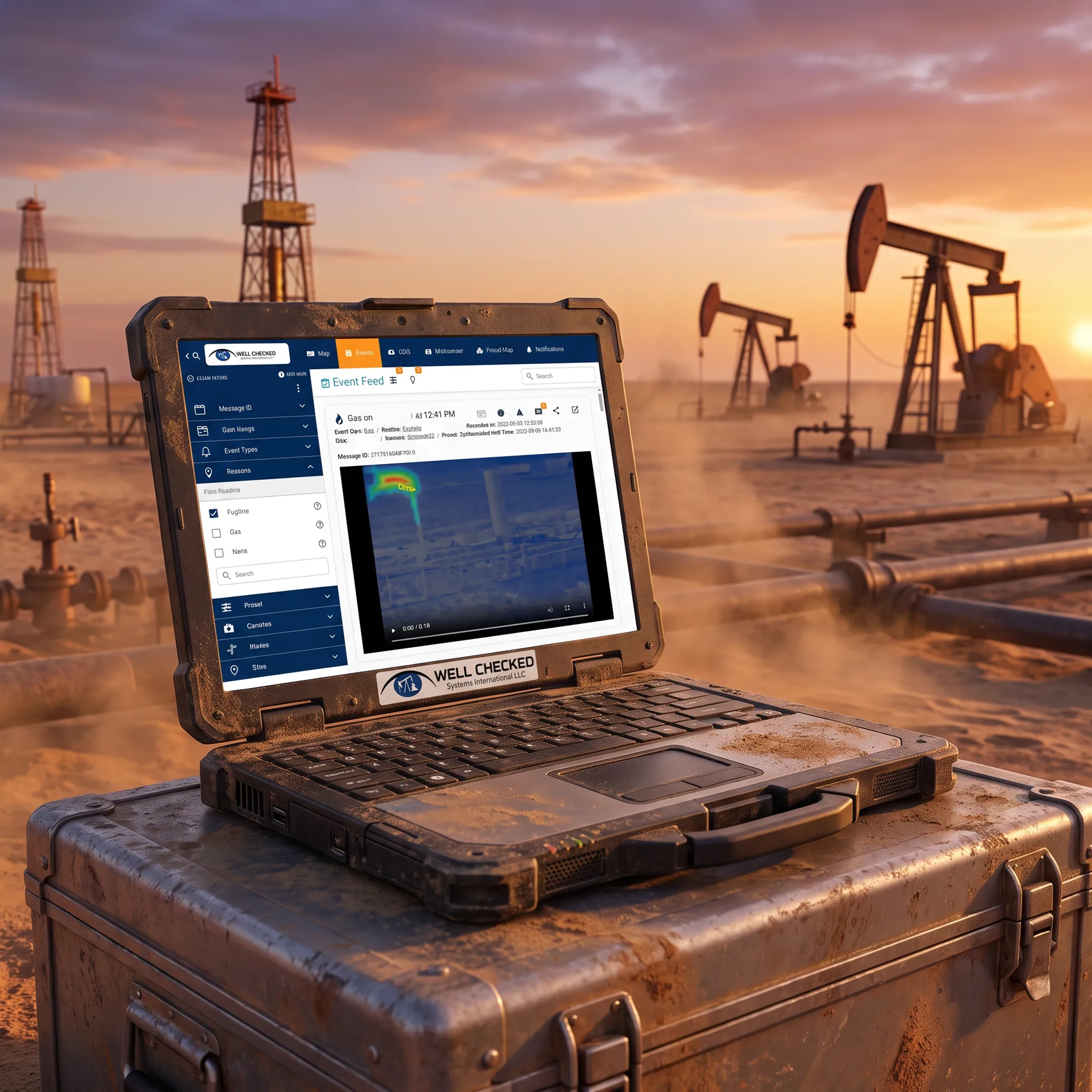 Oil and gas wellsite monitored with infrared gas imaging